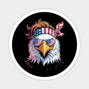 Patriotic Bald Eagle Mullet USA American Flag 4th of July Magnet